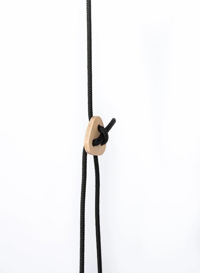 Keebori Wooden Baby Swing Jhula - Indoor/Outdoor Kids Swing with White Rope, Large Size (3 Line) (Black Rope) by KEEBORI - Image 3